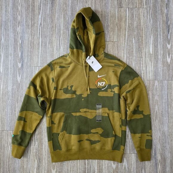 Nike Sportswear N7 Camo Fleece Hoodie Men's Small Olive Green New LE SFB4050-368